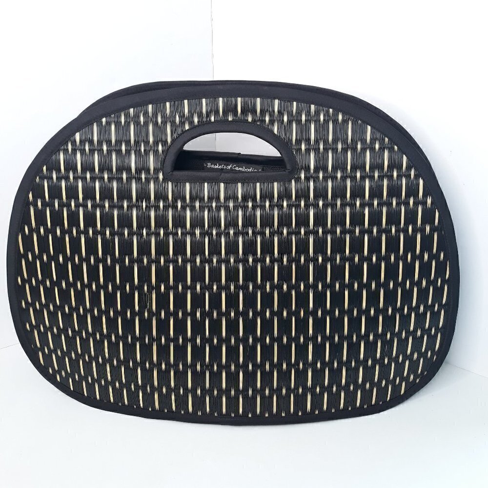 Baskets of Cambodia New Traveler Black Burlywood Woven Purse Boho Packable